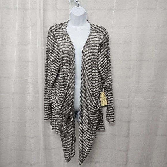 One World Gray Striped Grunge Cardigan Jacket Open Punk 2X NWT - Picture 1 of 13